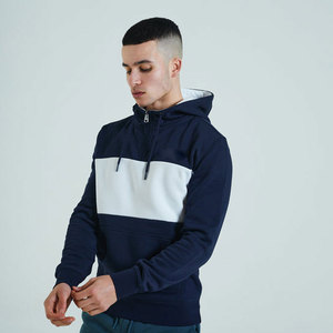 Sudadera con Capucha para Hombre, 100% Algodón, con Cierre de Cremallera de un Cuarto, Paneles en Contraste y Bloques de Color, Logotipo Personalizado, OEM, Estilo Urbano, Venta al Por Mayor - Product Image 3
