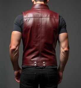 เสื้อกั๊กหนังแท้สำหรับผู้ชายกันลมและคุณสมบัติกันน้ำ - Product Image 2