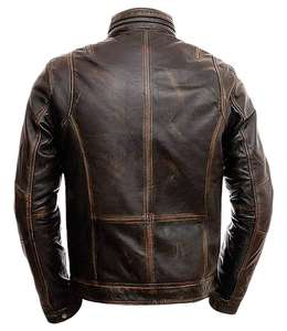 แจ็คเก็ตหนังแท้สำหรับผู้ชาย, แจ็คเก็ตหนังแท้100% แจ็คเก็ตแฟชั่นสำหรับนักขี่มอเตอร์ไซค์หนังสีน้ำตาล - Product Image 5