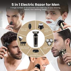 Rasoir électrique pour homme avec triple lame rotative pour les poils du corps, du nez et des cils, étanche IPX7, tête flottante - Product Image 5