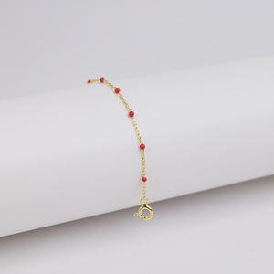 <b>Red</b> Color Enamel Design Turkish Handcrafted 925 Sterling Silver Trendy Wedding Party Chain <b>Bracelet</b> - Product Image 3