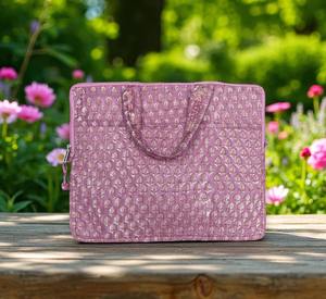 Bolsa de ordenador portátil acolchada con Rosa polvorienta, tela estampada de bloque de algodón Simple Vintage moderna, ecológica y duradera para uso en la oficina - Product Image 1