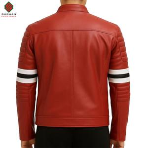 Blouson Bomber Casual d'Hiver en Cuir Synthétique Rouge avec Fermeture Éclair et Col Mandarin Service OEM - Product Image 2
