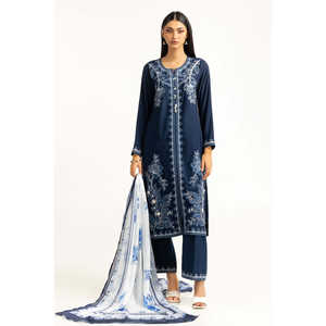 Dupatta de Satén Blanco para Mujer con Estampado Arrugado y Decoración Bordada a Mano - Product Image 3