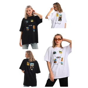 T-shirt imprimé streetwear d'été pour femme avec logo et diamants, en tissu tricoté 100 % coton respirant et épais - Product Image 4