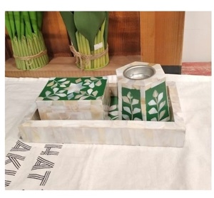 Juego de Regalo Árabe para Ramadán, Quemador de Incienso Mubkhar de Madera con Incrustaciones de Nácar, Bandeja, Aroma a Rosa, Tamaño y Color Personalizables, Uso Religioso - Product Image 1