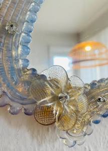 Vintage Venetian Murano <b>Glass</b> <b>Mirror</b> Iridescent Blue Color - Product Image 2