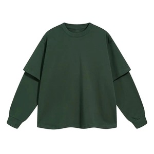 T-shirt uni à manches doubles | Mélange de coton doux | Technique de teinture réactive | Respirant, durable, anti-rétrécissement et coupe confortable - Product Image 1