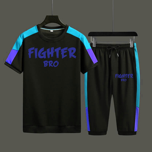 Nouveauté T-shirts et shorts d'été à manches courtes pour hommes Ensemble double de couleurs contrastées pour hommes Ensembles jumeaux pour adultes OEM - Product Image 5