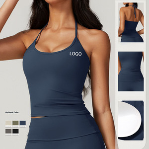 Top Deportivo Corto de Yoga para Mujer, Sexy, sin Espalda, Transpirable, de Tejido de Punto, con Efecto Push-Up, Informal, para Fitness, con Logotipo en la Parte Delantera, de Secado Rápido - Product Image 3