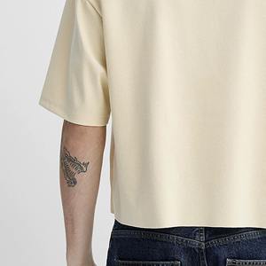 Poids lourd surdimensionné épais coton hommes col montant Boxy coupe courte T-Shirt Logo personnalisé blanc goutte épaule formelle tricoté Style - Product Image 6