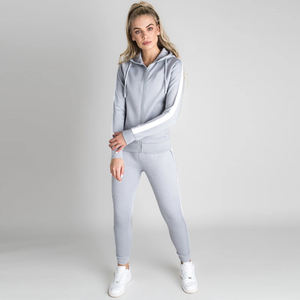 Survêtement décontracté de couleur unie pour femmes, ensemble deux pièces avec poche et capuche, pantalon à fermeture éclair, ensemble 2 pièces - Product Image 1