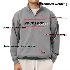 Sudadera con Media Cremallera Personalizada con Logotipo, de Alta Calidad, Mezcla de Felpa y Algodón, Sudadera Básica con Media Cremallera para Hombre - Product Image 6