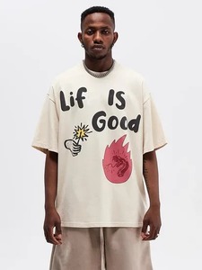 Camiseta de Algodón Casual de Primera Calidad 100% para Hombre, Camiseta Holgada de Estilo Urbano, Impresión de Logotipo Personalizado, Camiseta de Alta Demanda para Hombre - Product Image 3