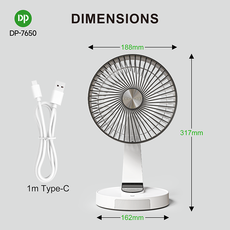 8000mAh Replaceable Battery Touch Screen 3 Gears Wind Speed Type C USB Charge Auto Shaking Head Portable Rechargeable Fan