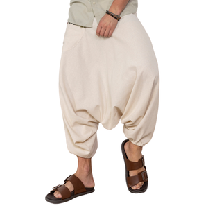 Pantalones bombachos holgados de cintura alta de talla libre para hombre, ecológicos, clásicos, bohemios, Yoga, Aladdin, lavado oscuro, cordón informal ligero - Product Image 1