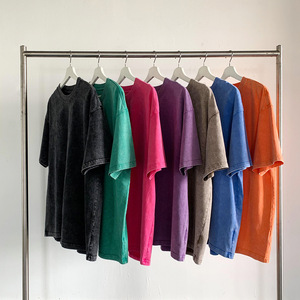 240Gsm T-shirt unisexe vierge à manches courtes, délavé à l'acide, 100% coton, grande taille, T-shirt surdimensionné pour hommes, expédition DDP - Product Image 2