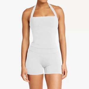 Custom Logo Halter Crop Top High Waist Sexy <b>Casual</b> Yoga <b>Jumpsuit</b> <b>for</b> <b>Women</b> - Product Image 3