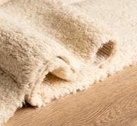 Tapis Béni Ouarain Crème Doux Gravé à Carreaux, Berbère Moderne Boho Grand Tapis Marocain en Laine Sur Mesure