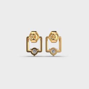 Boucles d'oreilles clous géométriques carrées en diamant de laboratoire pour femme, bijoux personnalisés en or blanc/rose/jaune 14 carats - Product Image 4