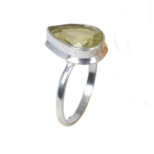 Anillo de Compromiso con Cabujón de Citrino Natural de Diseño Exclusivo Hecho a Mano, Plata de Ley 925 con Engaste de Puntas, Joyería Moderna - Product Image 1