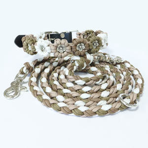 Kalung hewan peliharaan kepang tugas berat, aksesori anjing bunga mawar emas gaya baru kerah anjing personalisasi tali kerah hewan peliharaan - Product Image 2