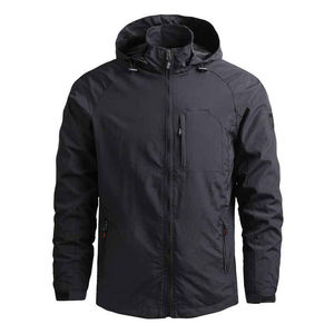 Veste de sport softshell pour homme, imperméable, coupe-vent, respirante, randonnée en plein air, polyester, veste légère à capuche, design personnalisé - Product Image 2