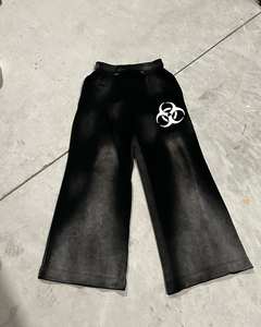 Custom Puff Print 100% Cotton Vintage Heavy Weight Acid Washed Sweat Pants <b>Trousers</b> Plain French Terry Sweatpants Men's Pants - Product Image 3