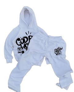 Haute qualité personnalisé 3D bouffée impression Logo hommes surdimensionné thermique polaire survêtement ensemble soleil délavé Patchwork à capuche respirant Plus - Product Image 1