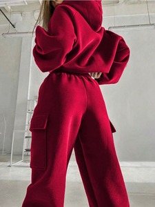 Top qualité manches longues élégant femme survêtements respirant conception survêtements 100% coton biologique léger 2 pièces ensemble - Product Image 2