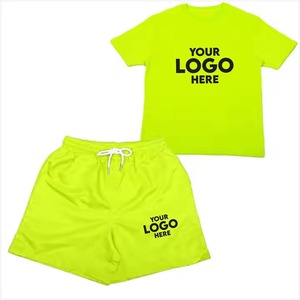 T-shirt et short de sport d'été personnalisés de haute qualité avec logo, design uni teint, imperméables, séchage rapide, taille mi-haute élastique - Product Image 3