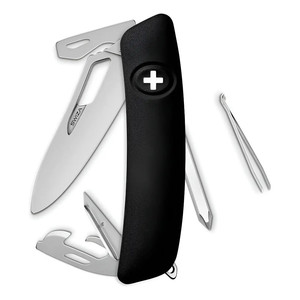 Coltello Tascabile Multifunzione Swiza Allmatt Single Hand SH04 R con 12 Funzioni, Nero - Product Image 1
