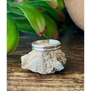 Navajo Handmade Sterling <b>Silver</b> Band <b>Rings</b> Ethereal Fine Jewelry with <b>Garnet</b> Inlay for Everyday Wear or Meditation - Product Image 1