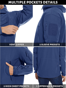 Veste softshell tactique personnalisée pour hommes, manteau d'hiver chaud à capuche doublé en polaire, fournisseur - Product Image 2