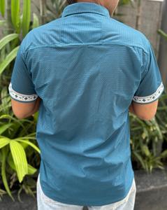 Mode tricot tissu demi manches Ombre imprimer coréen hommes chemise moderne à la mode vêtements pour hommes adapté pour temps chaud - Product Image 4