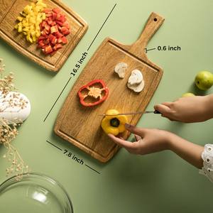 Planche à découper rectangulaire en bois 16,5x7,8 pouces 1,5 cm d'épaisseur Poignée antidérapante Passe au lave-vaisselle Écologique Durable - Product Image 1