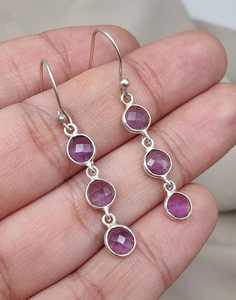 Boucles d'oreilles en améthyste, argent sterling 925, plaqué rhodium, cadeau pour femme - Product Image 3