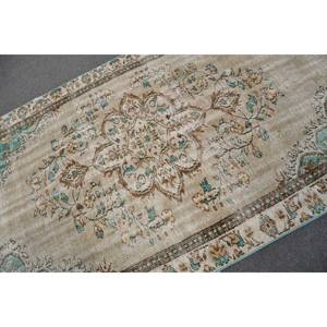 Alfombra turca Vintage de 4 pies, 9x8 pies, 3 pulgadas, Beige, azul, tejido plano clásico, patrón de retazos, piel de lana, látex para decoración de sala de estar - Product Image 5