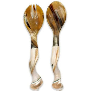 ชุดช้อนเขาควายแกะสลักด้วยมือหรูหราเครื่องใช้ในครัวขัดเงากระจกสำหรับใช้ในบ้านเครื่องใช้บนโต๊ะอาหารเป็นมิตรต่อสิ่งแวดล้อม - Product Image 1
