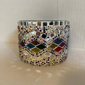 Porte-bougie moderne en mosaïque de Noël, pour bougies chauffe-plat et votives, en verre coloré, fortement parfumé, en forme de fleur, fait à la main, décoration d'intérieur - Product Image 6