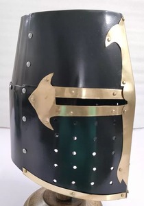 Casco de acero medieval Black Crusader con soporte | Decoración del hogar | Forro interior de cuero para un uso cómodo por Edge Knives - Product Image 3
