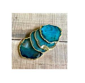 Latest Theme Tableware Accessories Agate <b>Coaster</b> With <b>Gold</b> Electroplated Agate Slice at Wholesale Price with Premium Quality - Product Image 4