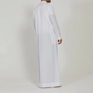 Túnica Tradicional Árabe para Hombre, Color Sólido, Lino de Algodón, Mangas Largas, Estilo Casual Étnico, Jubba, Estilo Saudí - Product Image 2