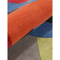 Hochwertiger Mehrfarbiger 100% Woll-Handgetufteter Moderner Blumenteppich für Zuhause, Gebet und Küche - Haustierfreundlich & Waschbar