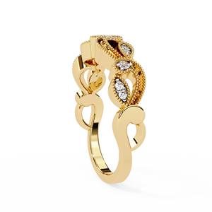 Bague de mariage vintage en or 14 carats, design floral, diamant synthétique cultivé en laboratoire, certifié IGI, taille brillant, pour femme, bijoux fins, cadeau - Product Image 5