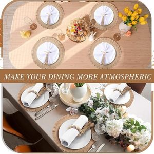 Mantel Individual Decorativo de Primera Calidad, Diseño Redondo con Cuentas de Vidrio, Base de Yute para Fiestas y Otras Funciones - Product Image 4