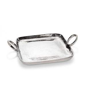 Bandeja de Servicio Premium Color Oro Champán |   Bandeja Decorativa Redonda de Metal Mate Texturizado para Centro de Mesa, para Sala de Estar y Servir - Product Image 5