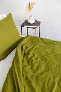 Donna Collection 3-Piece Boho Style Moss Green Cotton <b>Duvet</b> <b>Cover</b> <b>Set</b> 2 Matching Pillow Cases Button Design Solid Bedding Hotels - Product Image 5