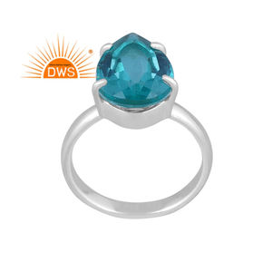 La mejor calidad fina plata esterlina doblete Santamaria aguamarina cuarzo piedra preciosa anillo apilable fabricante de joyería personalizada - Product Image 1