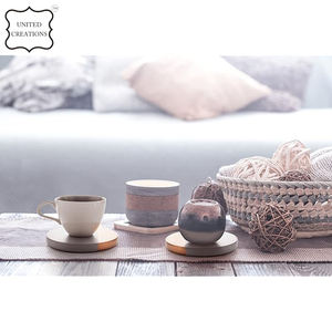 ที่รองแก้วไม้หินอ่อนทรงกลมสไตล์คลาสสิกถ้วยเซรามิกและที่วางเครื่องดื่มสำหรับบ้านสำนักงาน - Product Image 2